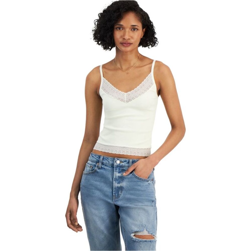 Self Esteem Womens Lace Trimmed Cami Tank Top, , Juniors, L/XL, DM